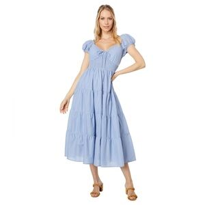 En Saison Blue Smocked Midi Dress
